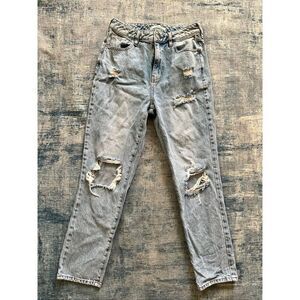 PacSun Light Wash Distressed High Rise Mom Jeans 27"